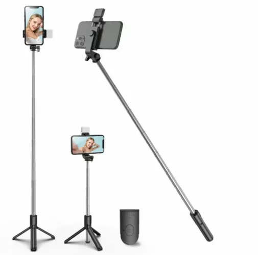 Tripé/Selfie Stick 3 em 1 com Bluetooth e Ring Light