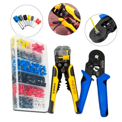 Kit Alicate Crimpar Descascador [1200 Terminais Ilhós Tubular]