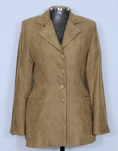 Blazer social alfaiataria alongado suede vintage CGC marrom caramelo -  Ref. 5063