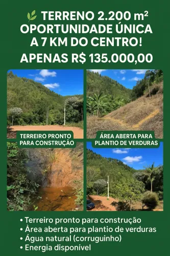 TERRENO  EM SANTA TERESA 2.200 m² - OPORTUNIDADE ÚNICA A 7 KM DO CENTRO!