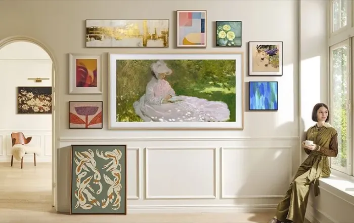 Samsung TV que vira quadro 55 polegadas QLED 4K com IA e Moldura