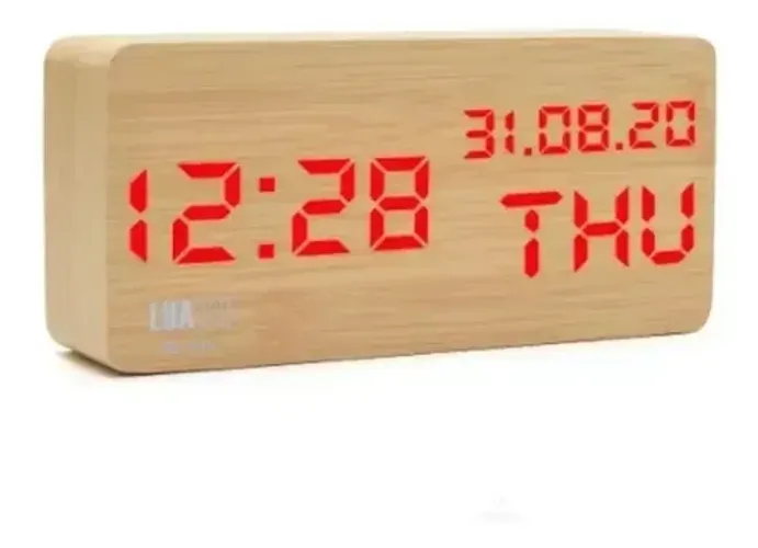 Relógio de Mesa de Led Luatek (Cor Madeira)