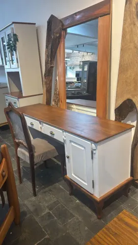 Escrivaninha Mesinha pc computador Provençal Pés Luís XV Branco Laca