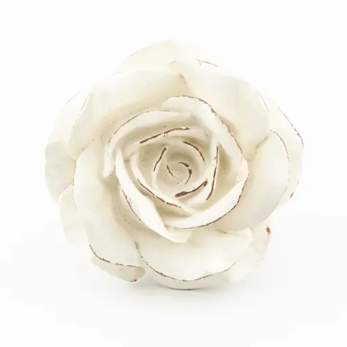 Puxador Resina Rosa Grande 10x10cm Branca Pátina