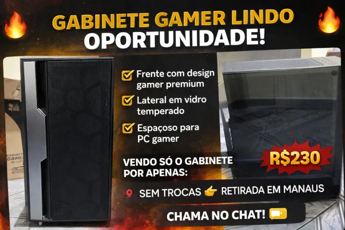 Gabinete Gamer Vidro lateral RGB