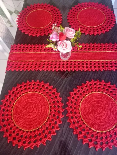 Kit souplat 5 peças de crochê