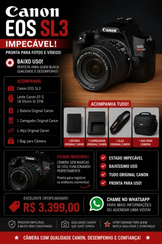 CANON EOS REBEL SL3 - Impecável
