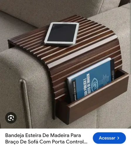 Suporte para Sofá com porta Controles em Madeira