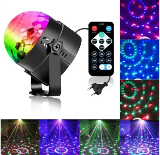 Luminaria Globo Mini Rotativo Rgb Led Party Light Luzes Giratórias