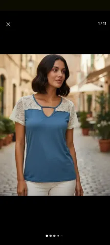 Blusa Azul Renda - Siberian
