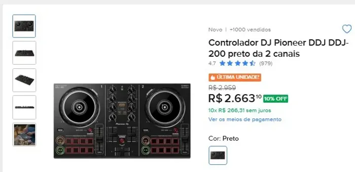 DJ PIONEER DDJ 200 + pacote preimium virtual DJ e RecordBox