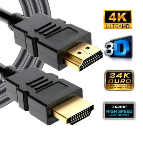 Cabo HDMI De 2 Metros Digital Full HD 1080p 4K Flexível Blindado - R$ 34,99