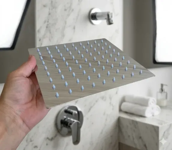 Chuveiro Ducha Quadrada 20x20cm em Aço Inox Cromado (Efeito Rainfall)