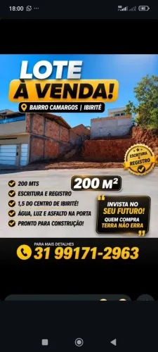 Vendo lote Ibirité 