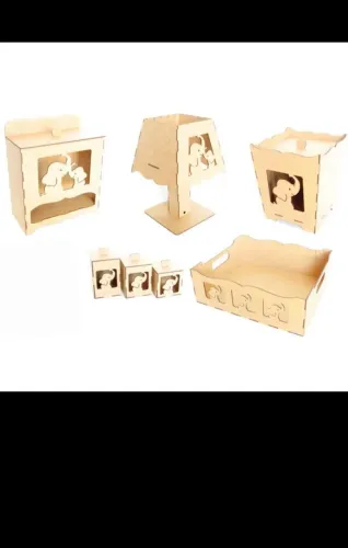 Kit higiene bebê MDF Cru Elefantinho