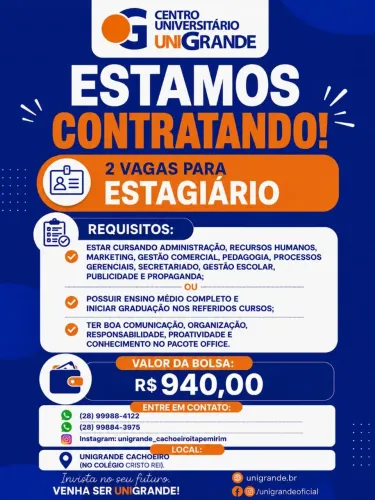 Contrata-se 2 estágiarios(as)
