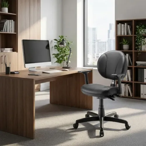 Cadeira Executiva Back System Operativa Braços Reguláveis Corino Preto Modelo 32987