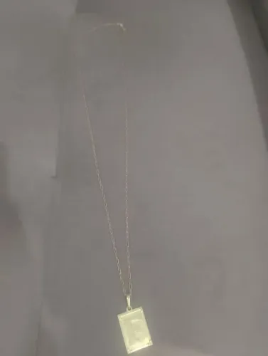 Corrente tijolinho de moeda antiga letra F 70cm
