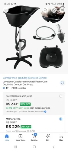 Lavatório portátil de salão de beleza