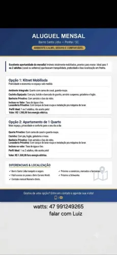 Aluguel de kitnet e apartamento de 1 quarto