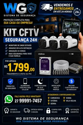 Kit CFTV 4 -CAMERAS Full HD DVR INTELBRAS 