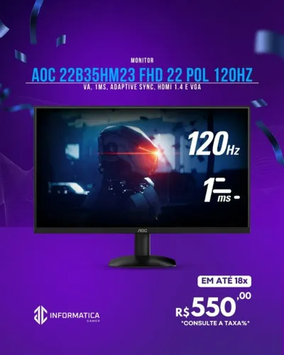 MONITOR AOC 22B35HM23 FHD 22 POL 120HZ