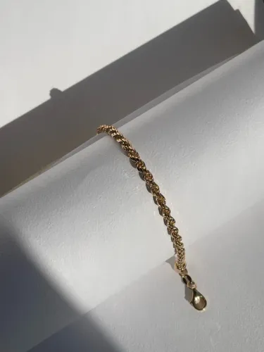 Pulseira de cordão baiano em prata 925 e banho de ouro 18k! Nova