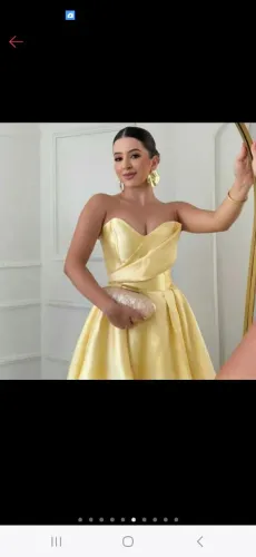 Vestido festa tomara que caia amarelo manteiga novo nunca foi usado , entrego em bh 299,90