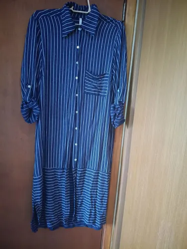 Chemise midi em Viscose azul com fios pratas 40/42
