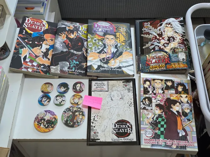 mangás demon slayer volumes: 1, 2 15 e 22 edição especial em português