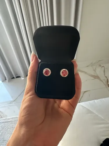 brinco pizza vermelho semijoia