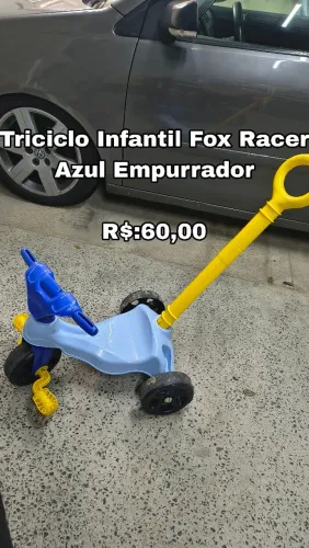 Triciclo Infantil Fox Racer Azul Empurrador Xalingo