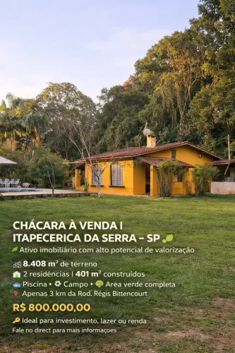 Linda Chácara próximo a SP em Itapecerica da Serra