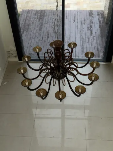 Lustre pendente marrom vidro soprado Art glass