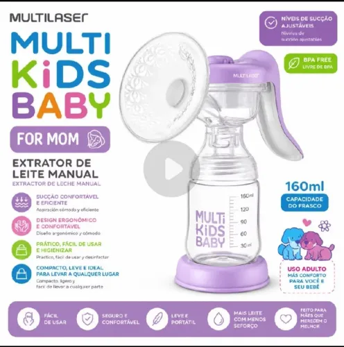 Extrator (bomba) de leite materno manual Multi Kids Baby 160ml BB1220 - Novo