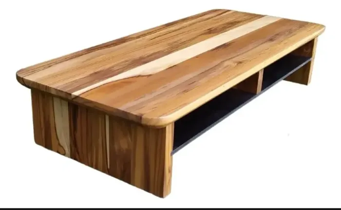 Suporte Monitor Teca 70x30 Gamer Base Stand Madeira Maciça