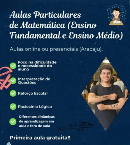 Aulas de Matemática e Reforço Escolar com Acadêmico de Engenharia de Computação na UFS
