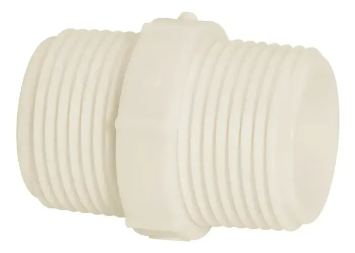 níple plástico branco 3/4" x 3/4" rosca bsp sem o'ring npb34