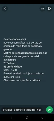 Guarda roupas semi novo