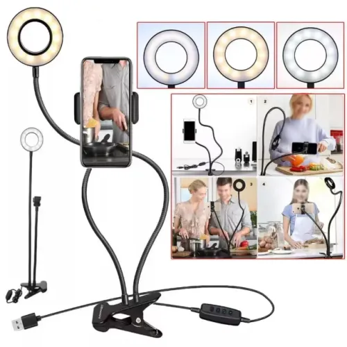 Luminária Abajur Youtuber Ring Light + Suporte Celular Selfie _ BE38