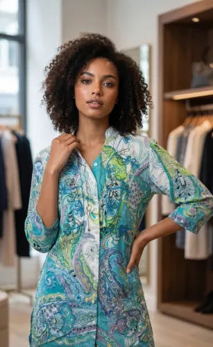 Vestido Indiano Japna Viscose com Bordado e Botões - Tamanho G