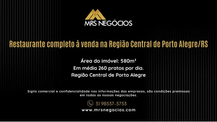 Restaurante completo à venda na Região Central de Porto Alegre/RS