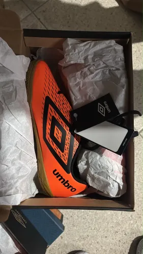Chuteira Umbro Futsal Original Laranja Neon - Nova