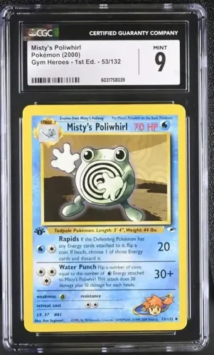 Pokémon TCG - MISTY?S POLIWHIRL 53/132 ? GYM HEROES ? 1ª EDIÇÃO ? CGC 9