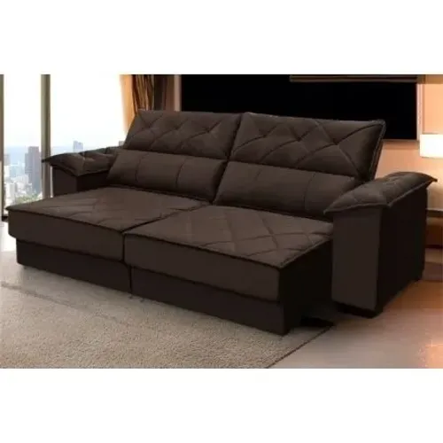 Sofa Roma 2,60 Retratil Reclinavel - Marrom
