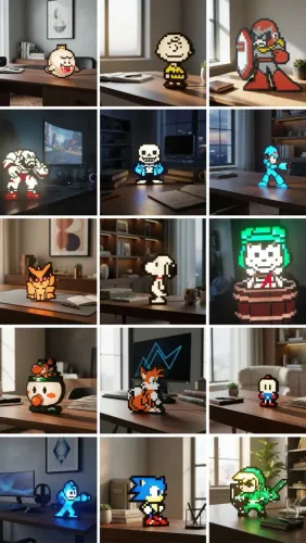 Kit com 10 luminárias pixel art revenda