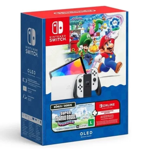 Bundle nintendo switch oled 32GB branco + mario wonder
