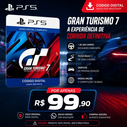 Ps5 jogo Gran Turismo 7 com código digital