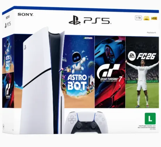 Playstation 5 Slim Mídia Física 1tb + Eafc 26 + Suporte Vertical + Astrobot + GT7