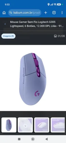 Mouse Gamer Sem Fio Logitech G305 Lightspeed